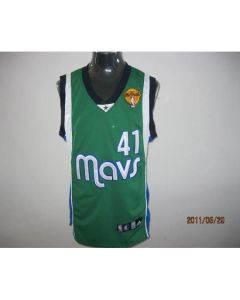 Mavericks 2011 Finals Patch #41 Dirk Nowitzki Green Stitched NBA Jersey