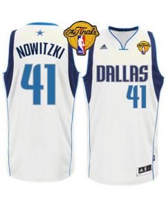 Mavericks 2011 Finals Patch #41 Dirk Nowitzki Revolution 30 White Stitched NBA Jersey