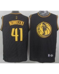 Mavericks #41 Dirk Nowitzki Black Precious Metals Fashion Stitched NBA Jersey