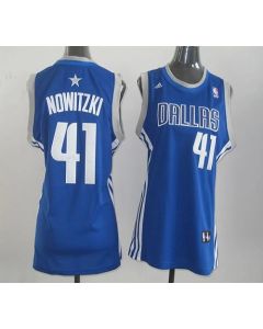Mavericks #41 Dirk Nowitzki Blue Women's Road Stitched NBA Jersey