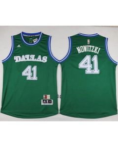 Mavericks #41 Dirk Nowitzki Green Hardwood Classics Performance Stitched NBA Jersey