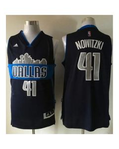 Mavericks #41 Dirk Nowitzki Navy Blue The City Stitched NBA Jersey