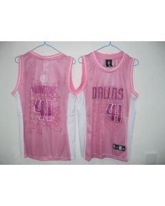Mavericks #41 Dirk Nowitzki Pink Women Fashion Stitched NBA Jersey