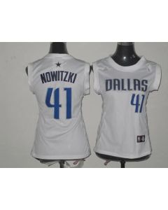 Mavericks #41 Dirk Nowitzki White Women Fashion Stitched NBA Jersey