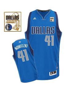 Mavericks Champion Patch #41 Dirk Nowitzki Baby Blue Revolution 30 Stitched Youth NBA Jersey