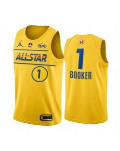 Men's 2021 All-Star #1 Devin Booker Yellow Western Conference Stitched NBA Jersey