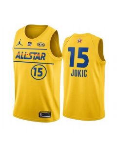 Men's 2021 All-Star #15 Nikola Jokic Yellow Western Conference Stitched NBA Jersey