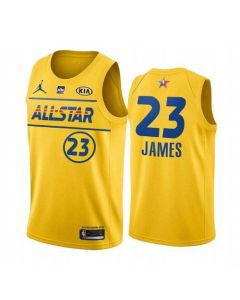 Men's 2021 All-Star Lakers#23 LeBron James Yellow Western Conference Stitched NBA Jersey