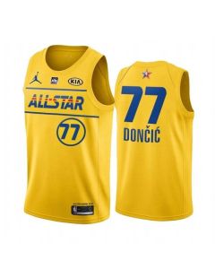 Men's 2021 All-Star Mavericks #77 Luka Doncic Yellow Western Conference Stitched NBA Jersey