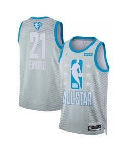 Men's 2022 All-Star #21 Joel Embiid Blue Eastern Conference Gray Eastern Conference Stitched Basketball Jersey