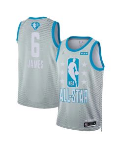 Men's 2022 All-Star #6 LeBron James Gray Stitched Basketball Jersey