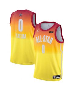 Men's 2023 All-Star #0 Jayson Tatum Orange Game Swingman Stitched Basketball Jersey (Orange)