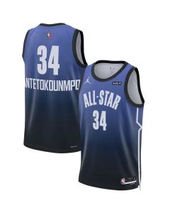 Men's 2023 All-Star #34 Giannis Antetokounmpo Blue Game Swingman Stitched Basketball Jersey