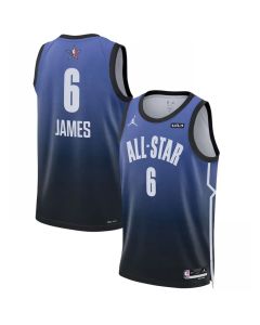 Men's 2023 All-Star #6 LeBron James Blue Game Swingman Stitched Basketball Jersey