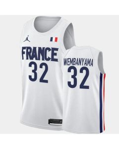 Men's #32 Victor Wembanyama White FR Stitched Basketball Jersey