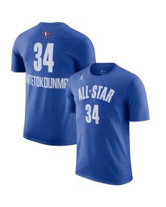 Men's #34 Giannis Antetokounmpo Blue 2023 NBA All-Star Game Name & Number T-Shirt
