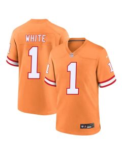 Men's '76 Tampa Bay Buccaneers #1 Rachaad White Orange Player Game Jersey (White Orange)