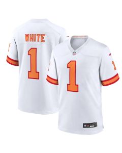 Men's '76 Tampa Bay Buccaneers #1 Rachaad White White Player Game Jersey (White)