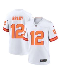 Men's '76 Tampa Bay Buccaneers #12 Tom Brady White Player Game Jersey (White)