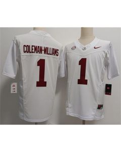 Men's Alabama Crimson Tide #1 Ryan Alexander Coleman-Williams Jr White 2026 Vapor F.U.S.E. Limited Jersey
