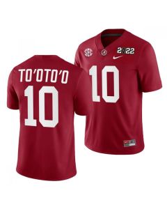 Men's Alabama Crimson Tide #10 Henry To'oTo'o 2022 Patch Red College Football Stitched Jersey