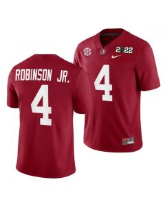 Men's Alabama Crimson Tide #4 Brian Robinson Jr. 2022 Patch Red College Football Stitched Jersey