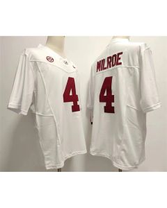 Men's Alabama Crimson Tide #4 Jalen Milroe White Stitched Football Jersey