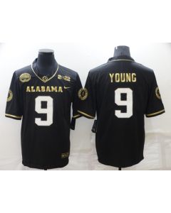 Men's Alabama Crimson Tide #9 Bryce Young 2022 Patch Black Gold Stitched Jersey