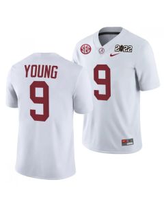 Men's Alabama Crimson Tide #9 Bryce Young 2022 Patch White College Football Stitched Jersey