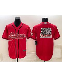 Men's Alabama Crimson Tide Red Team Big Logo With Patch Cool Base Stitched Baseball Jersey
