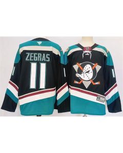 Men's Anaheim Ducks #11 Trevor Zegras Black/Teal 2024-25 Stitched Jersey