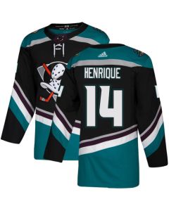 Men's Anaheim Ducks #14 Adam Henrique Black/Teal Stitched NHL Jersey