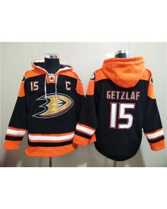 Men's Anaheim Ducks #15 Ryan Getzlaf Black Ageless Must-Have Lace-Up Pullover Hoodie (Black)