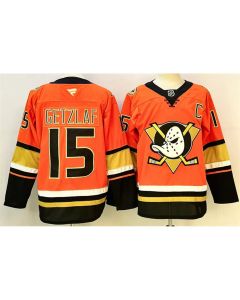 Men's Anaheim Ducks #15 Ryan Getzlaf Orange/Black 2024-25 With C Patch Stitched Premium Jersey