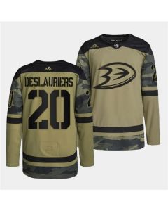 Men's Anaheim Ducks #20 Nicolas Deslauriers 2022 Camo Military Appreciation Night Stitched Jersey