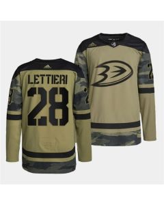 Men's Anaheim Ducks #28 Vinni Lettieri 2022 Camo Military Appreciation Night Stitched Jersey