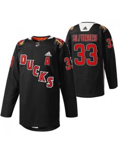 Men's Anaheim Ducks #33 Jakob Silfverberg 2022 Black Angels Night Stitched Jersey