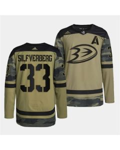 Men's Anaheim Ducks #33 Jakob Silfverberg 2022 Camo Military Appreciation Night Stitched Jersey