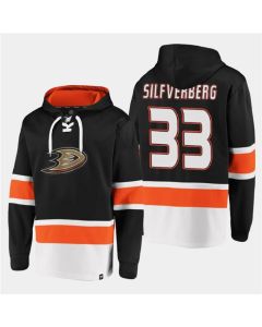 Men's Anaheim Ducks #33 Jakob Silfverberg Black Ageless Must-Have Lace-Up Pullover Hoodie