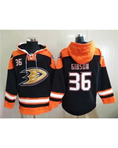 Men's Anaheim Ducks #36 John Gibson Black Ageless Must-Have Lace-Up Pullover Hoodie (Black)