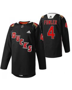 Men's Anaheim Ducks #4 Cam Fowler 2022 Black Angels Night Stitched Jersey