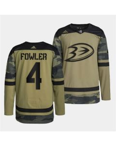 Men's Anaheim Ducks #4 Cam Fowler 2022 Camo Military Appreciation Night Stitched Jersey