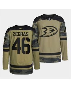 Men's Anaheim Ducks #46 Trevor Zegras 2022 Camo Military Appreciation Night Stitched Jersey