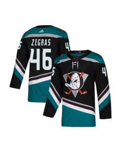 Men's Anaheim Ducks #46 Trevor Zegras Black/Teal Stitched Jersey
