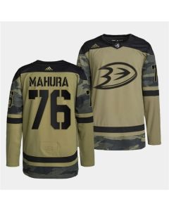 Men's Anaheim Ducks #76 Josh Mahura 2022 Camo Military Appreciation Night Stitched Jersey