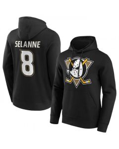 Men's Anaheim Ducks #8 Teemu Selanne Black Pullover Hoodie