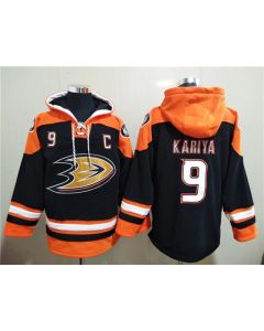 Men's Anaheim Ducks #9 Paul Kariya Black Ageless Must-Have Lace-Up Pullover Hoodie