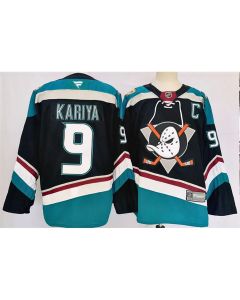 Men's Anaheim Ducks #9 Paul Kariya Black/Teal 2024-25 Stitched Premium Jersey