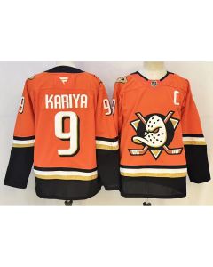 Men's Anaheim Ducks #9 Paul Kariya Orange 2026 With C Patch Home Hockey Jersey
