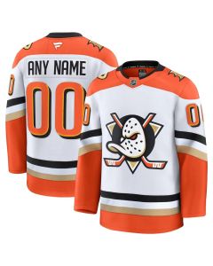Men's Anaheim Ducks White Away Premium Custom Jersey